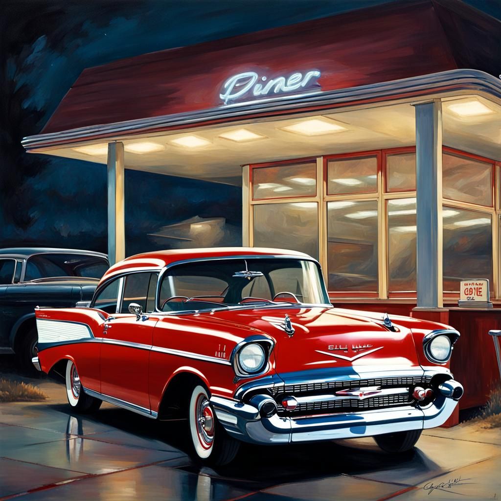 1957 Chevy Bel Air at Diner: Sinister Style