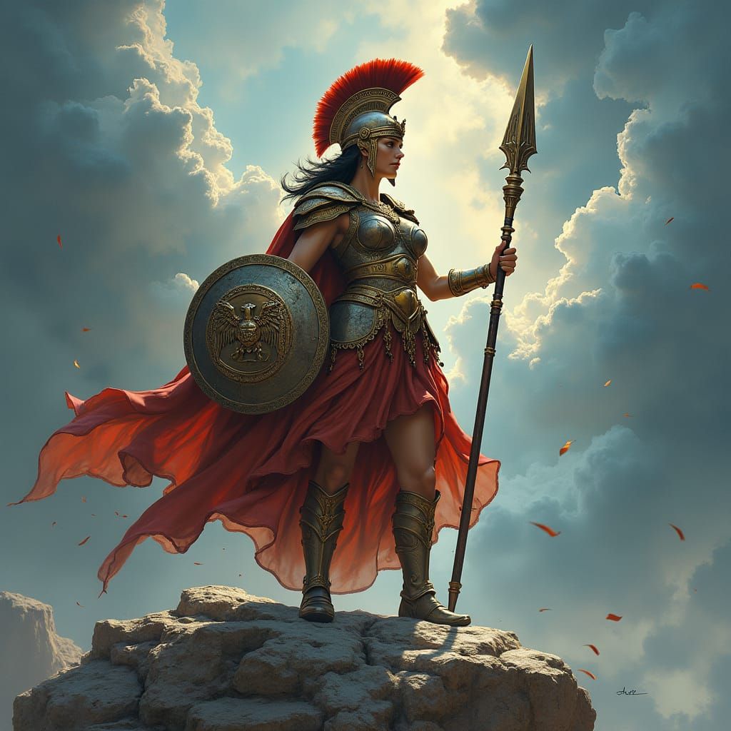 Athena, Goddess of Wisdom and War, Digital Painting