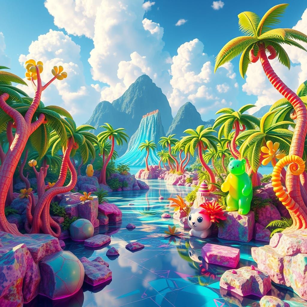 Vibrant Polynesian Dreamscapes in Futuristic Style