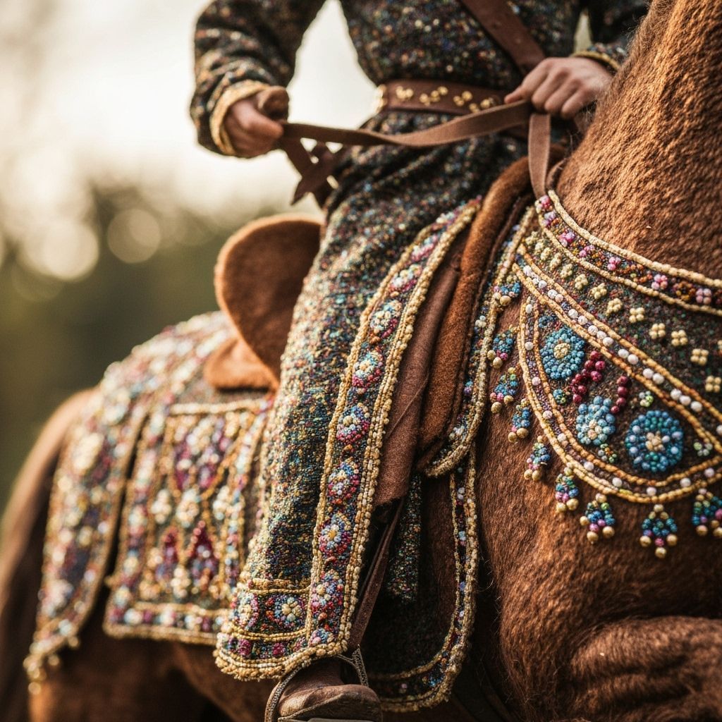 Medieval Tapestry Horse and Rider with Bokeh