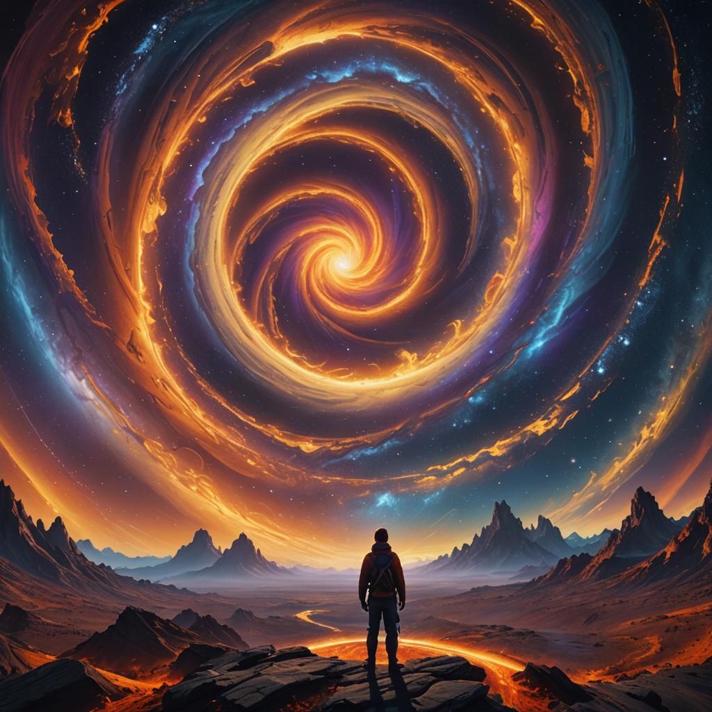 Astronomer at Star Vortex: Fantastical Matte Painting