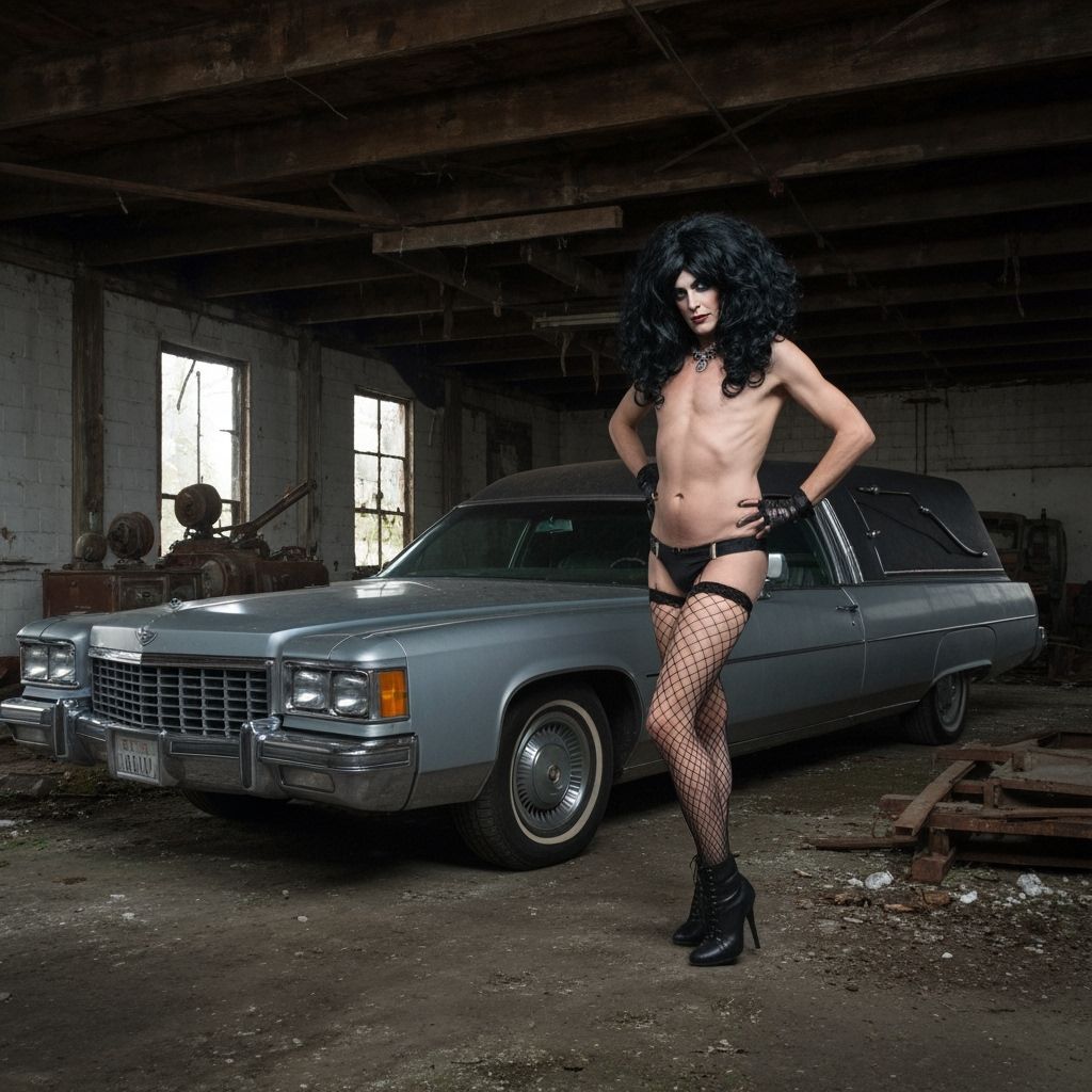 Gothic Crossdresser Embraces Darkness in Haunted Funeral Hom...