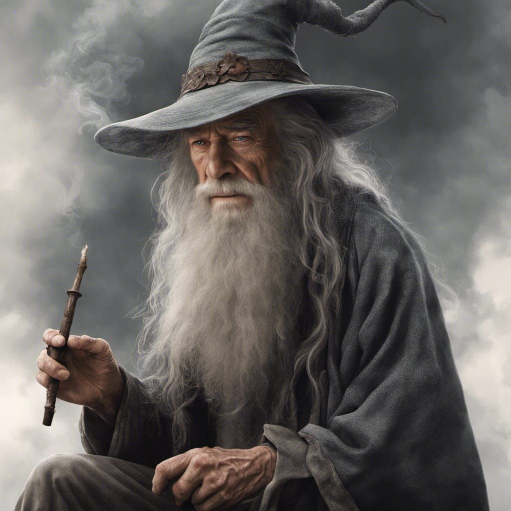 Gandalf the Grey Smoking Pipe: Digital Oil Painting
