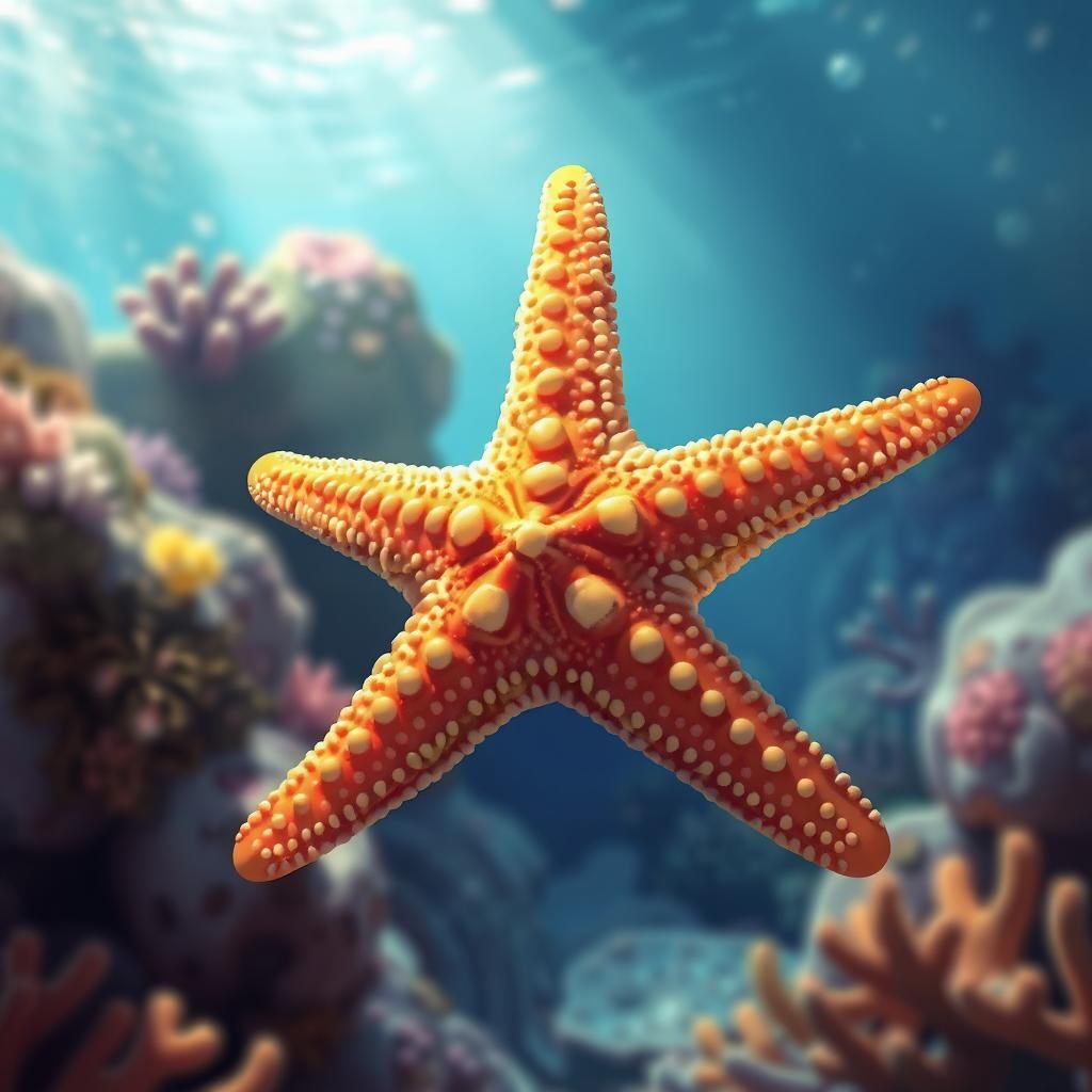 Starfish in Coral Reef: Realistic Digital Illustration