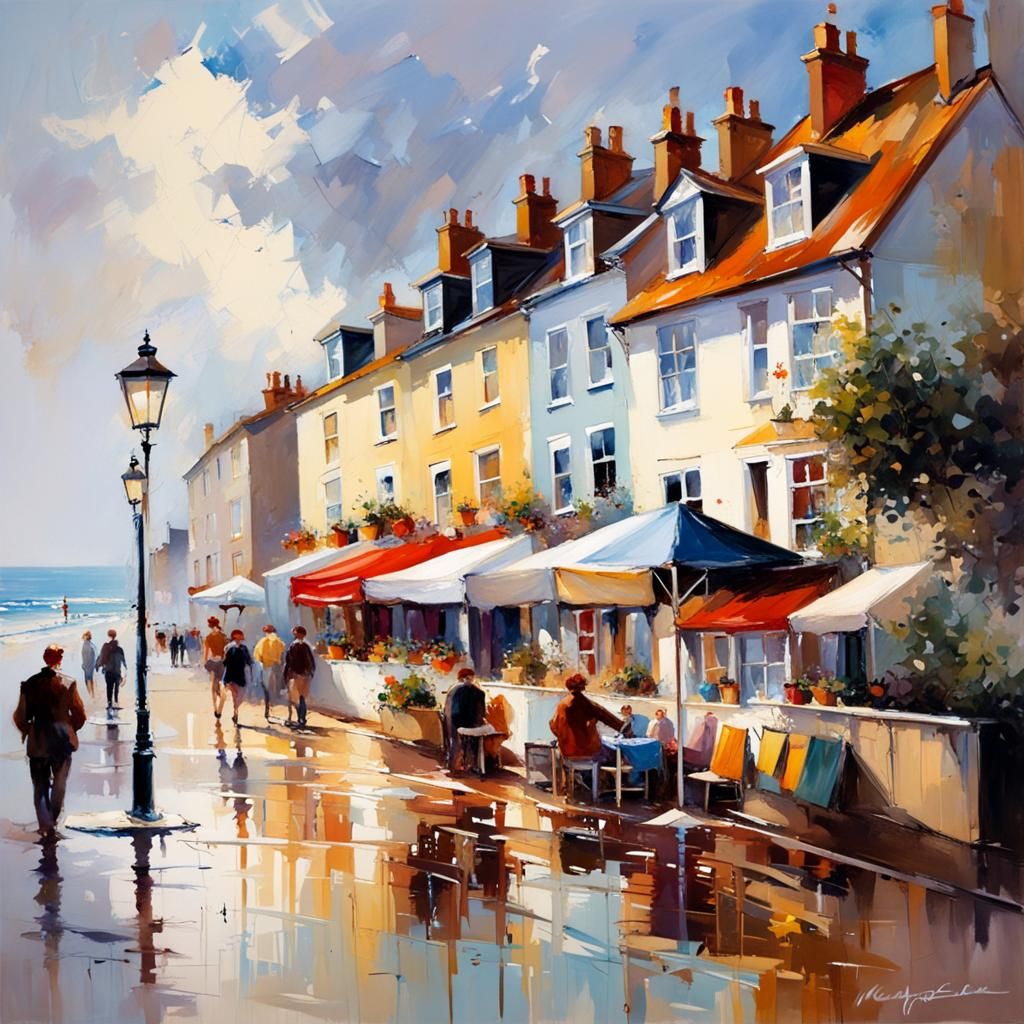 Leigh-on-Sea Painting in Impressionistic Luminist Style