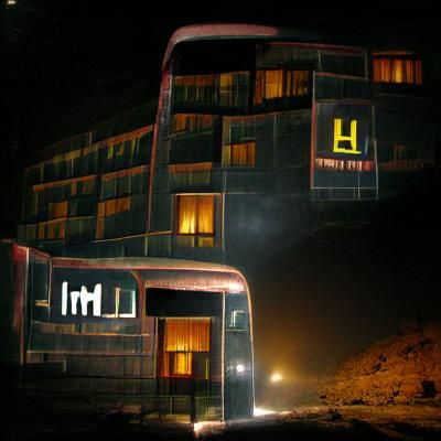 Surreal Liminal Hotel Lobby at Night