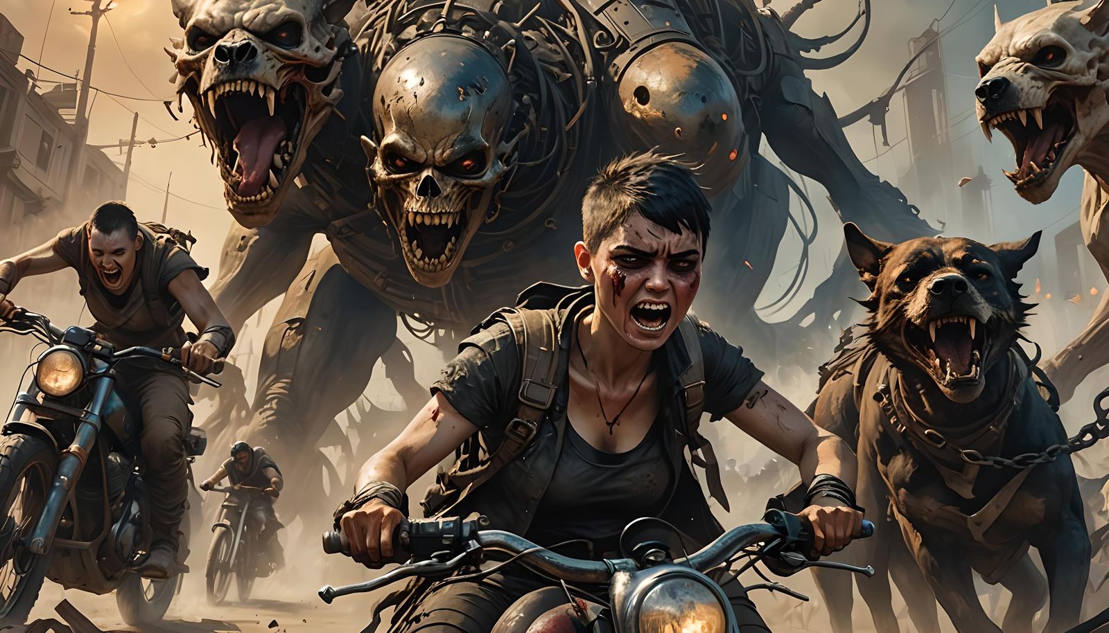 Distressed Girl in a Dystopian Scene: Matte Painting