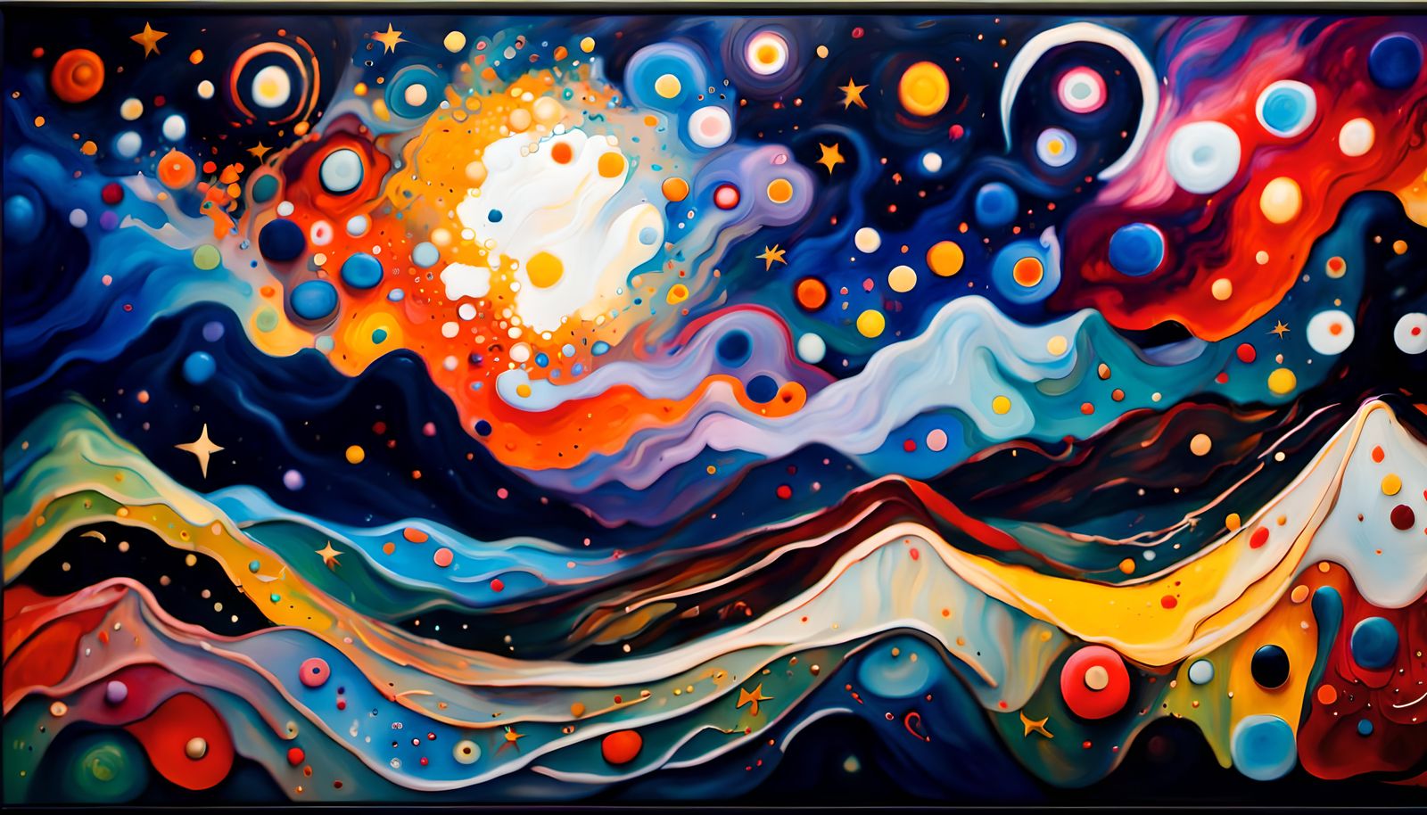 Magical Starry Night: Abstract Expressionist Oil Painting