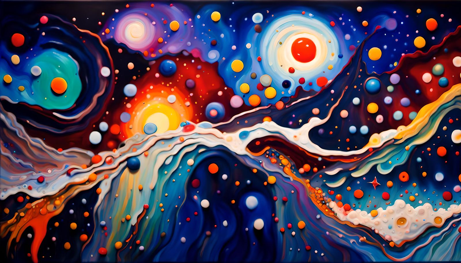Cosmic Antipasto: Starry Night Oil Painting
