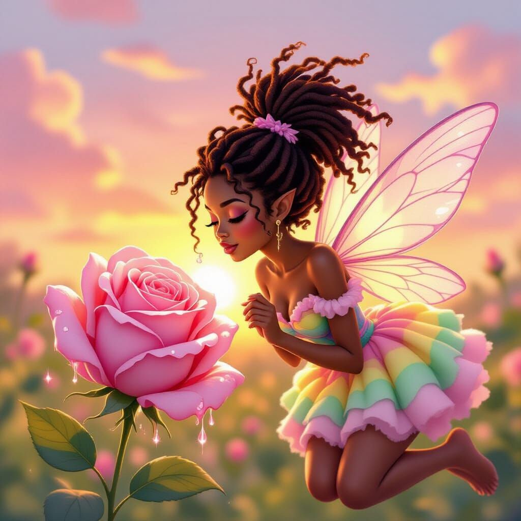 Fairy with Cotton Candy Outfit at Sunrise