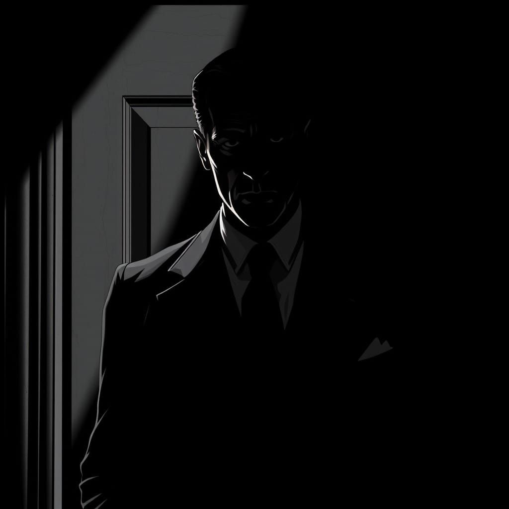 Mysterious Man in a 1930s Suit, Comic Book Style