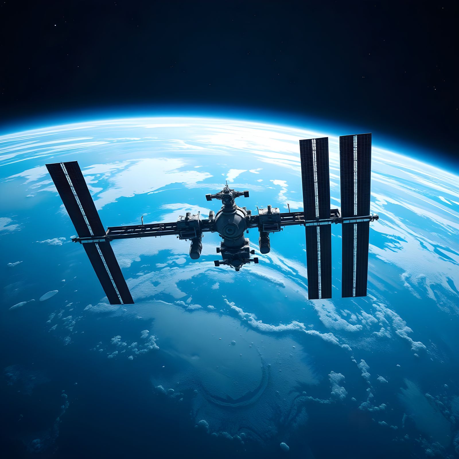 Realistic Portrait of the International Space Station in Orb...
