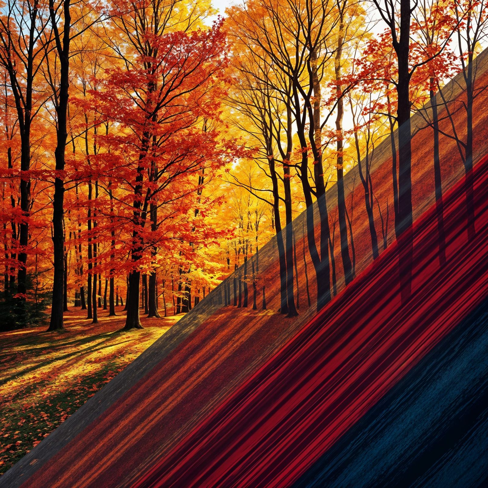 Autumn Forest Landscape in Vibrant, Expressive Style