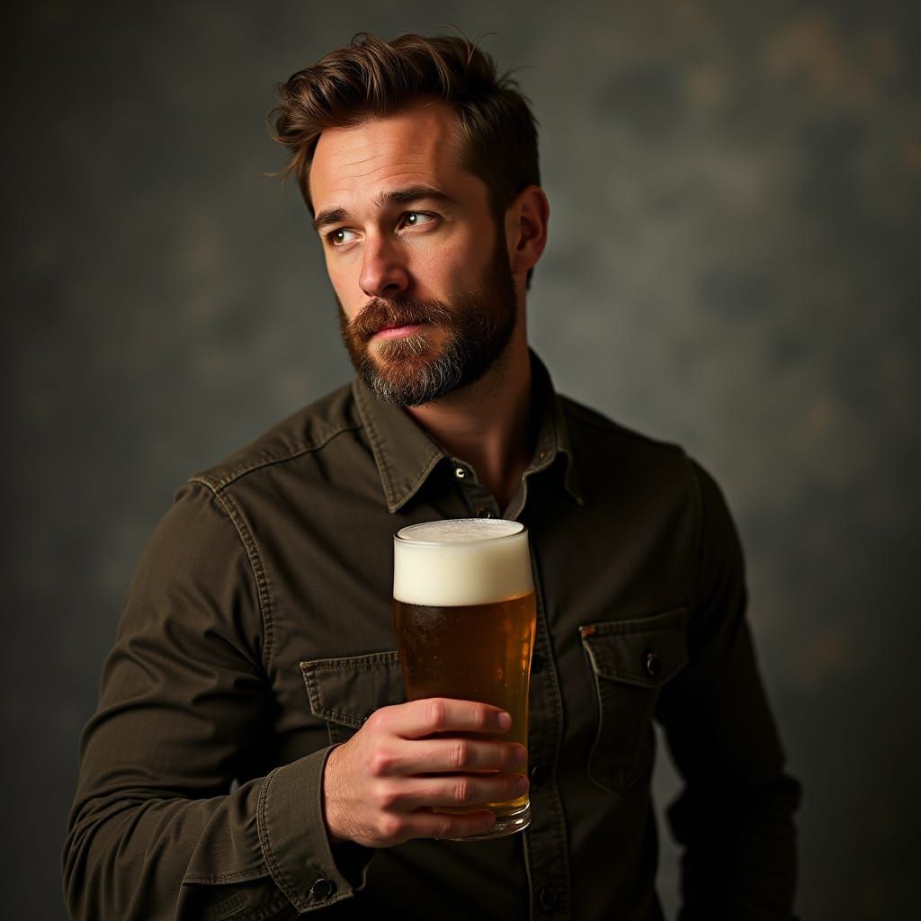 Handsome man with beer