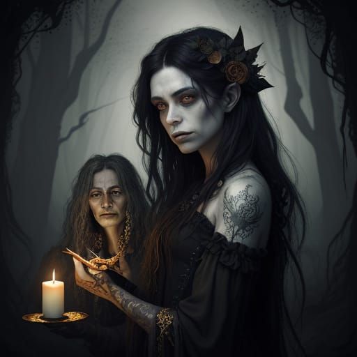 Fae Offers Withered Flower to Enchanted Beauty in Dark Fanta...