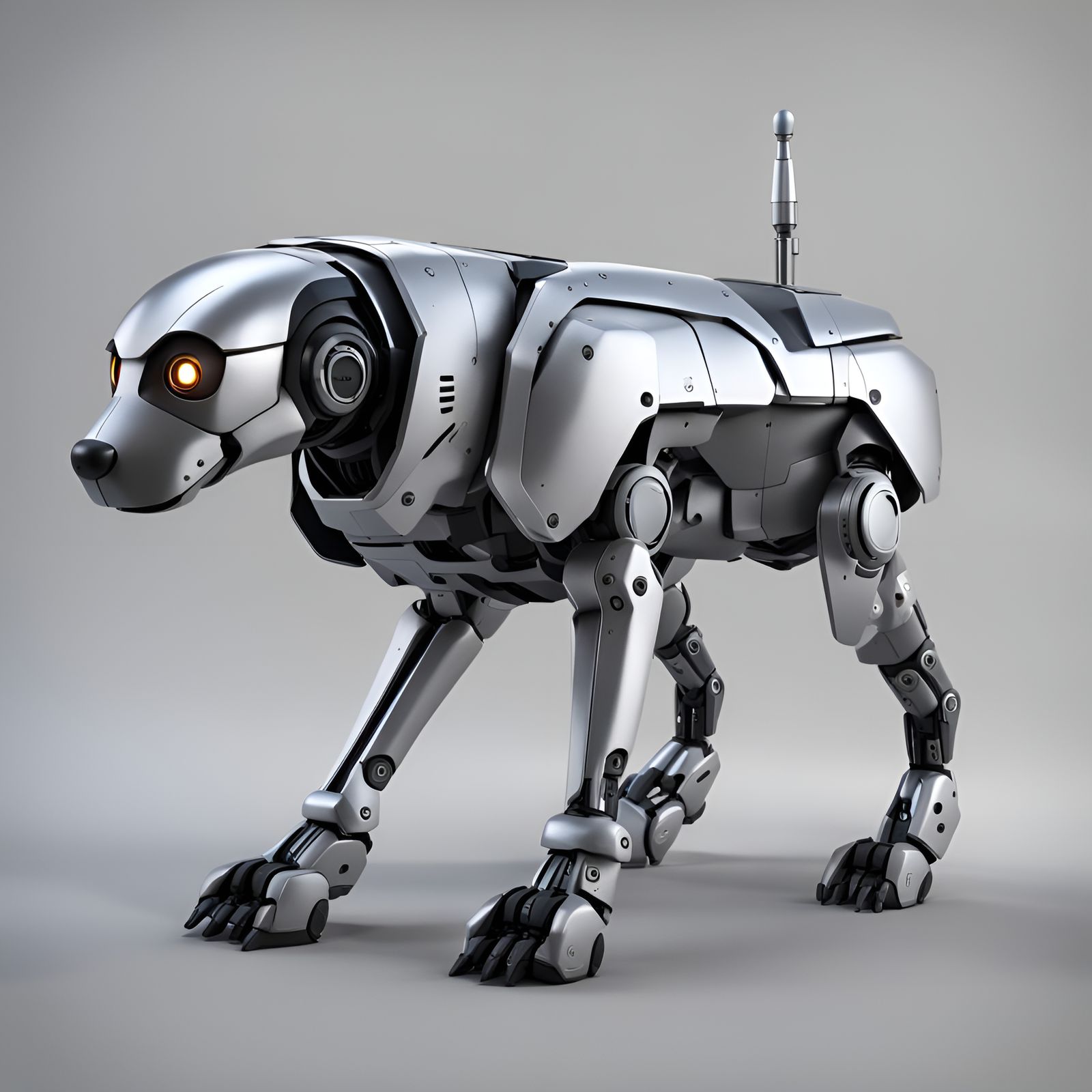 Realistic 3D Render of a Standing Robot Dog