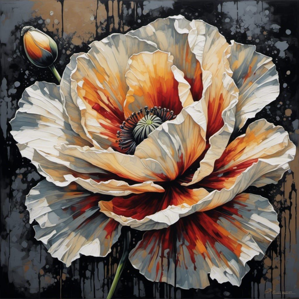 Colorful Poppy in Sunlight: Watercolor Splash Art