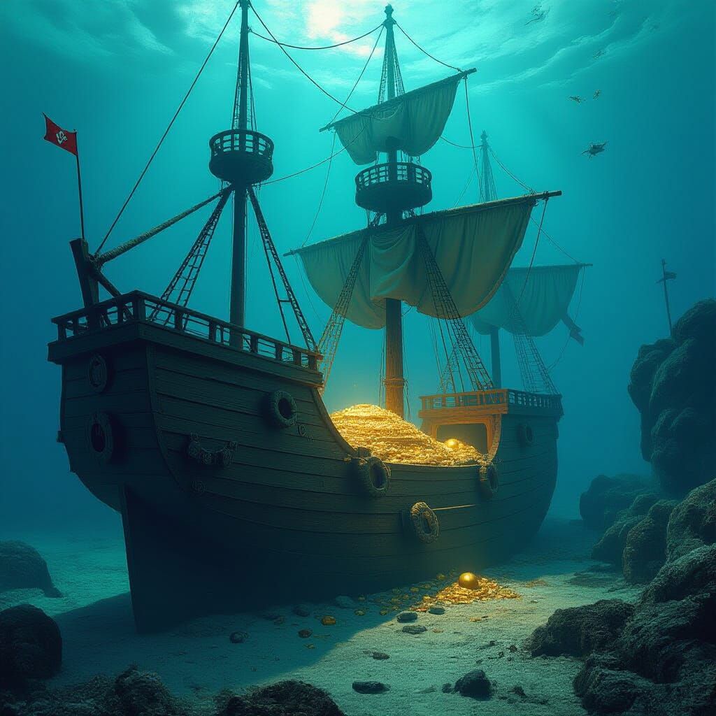 Sunken Pirate Treasure in a Mystical Style