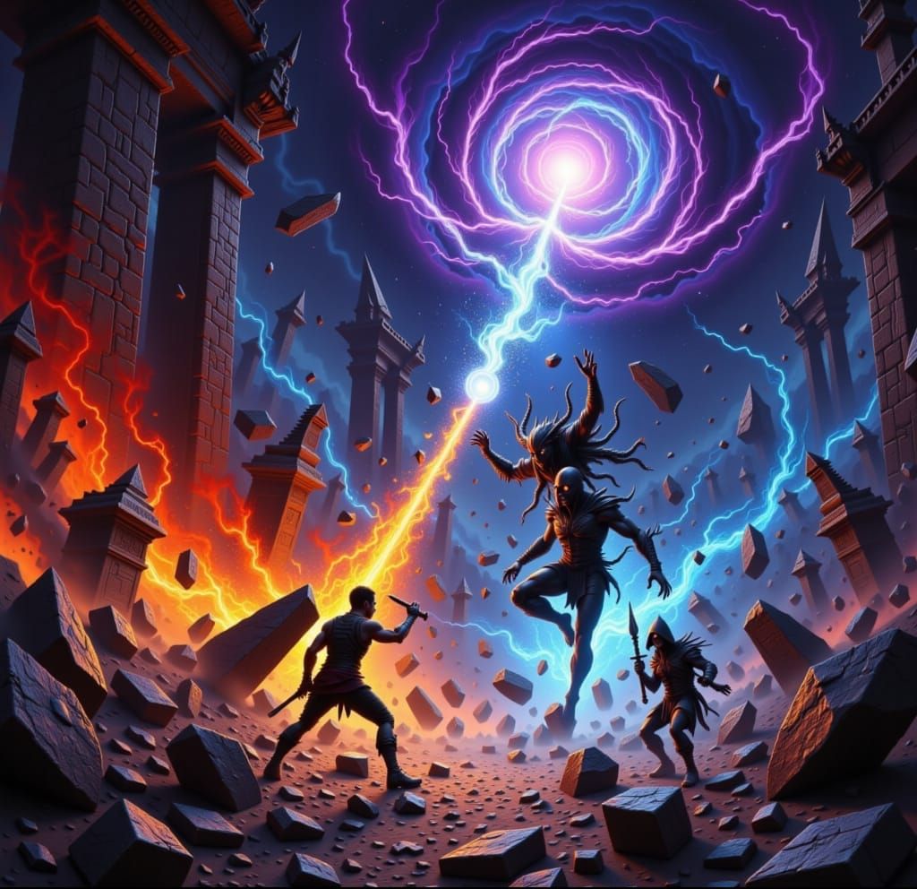 Hero and Villain Clash in Elemental Magic Battle