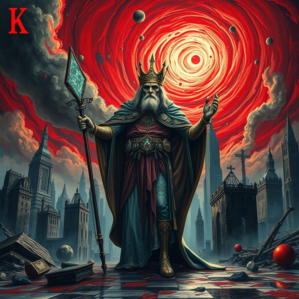 Apocalyptic King of Spades Rules Decaying City Under Vortex ...