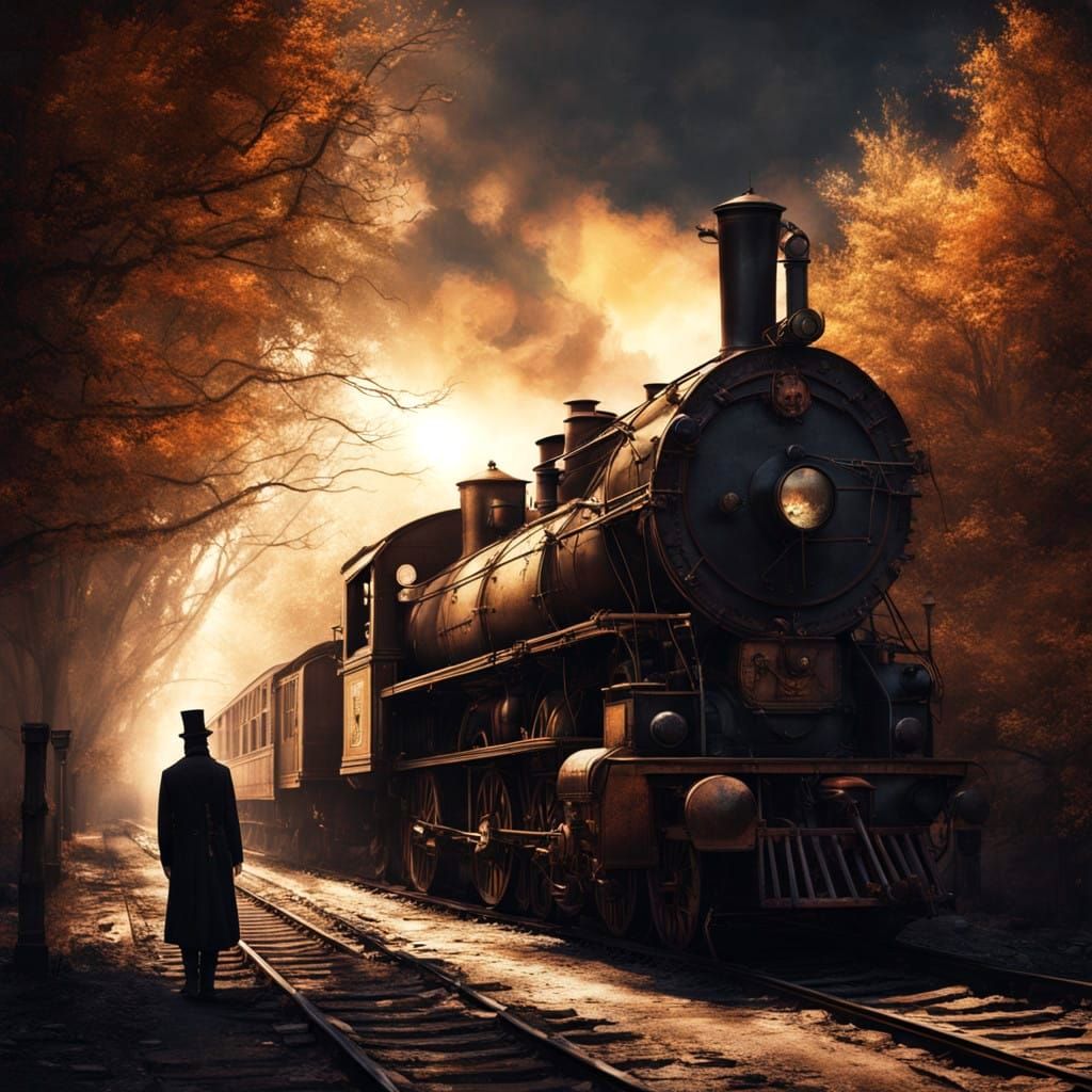 Steampunk Magician Defies Fate on Railway