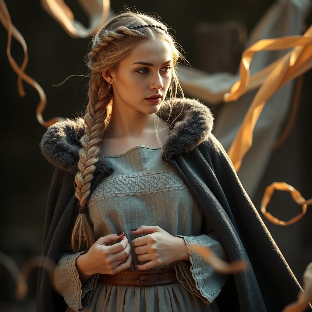 Lithuanian Fate Goddess Nukirpėja in Hyperrealism Style