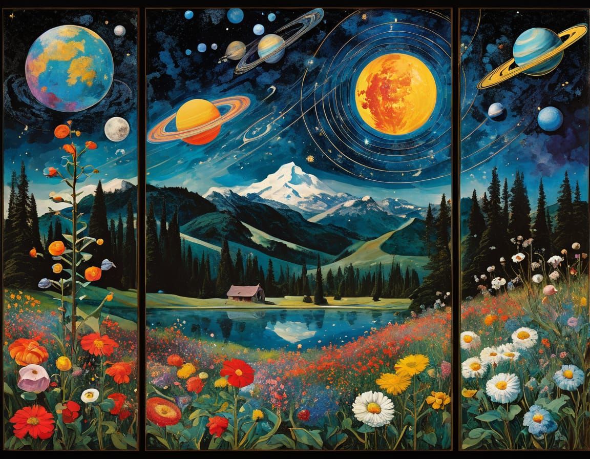 Mysterious Cosmic Tapestry in Mannerist Style