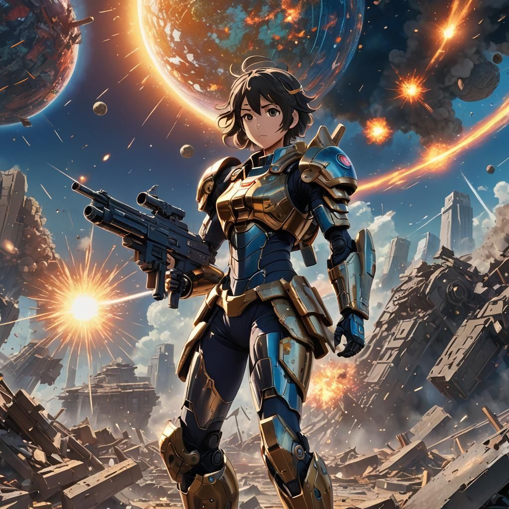 Anime Princess Amidst Planetary Destruction