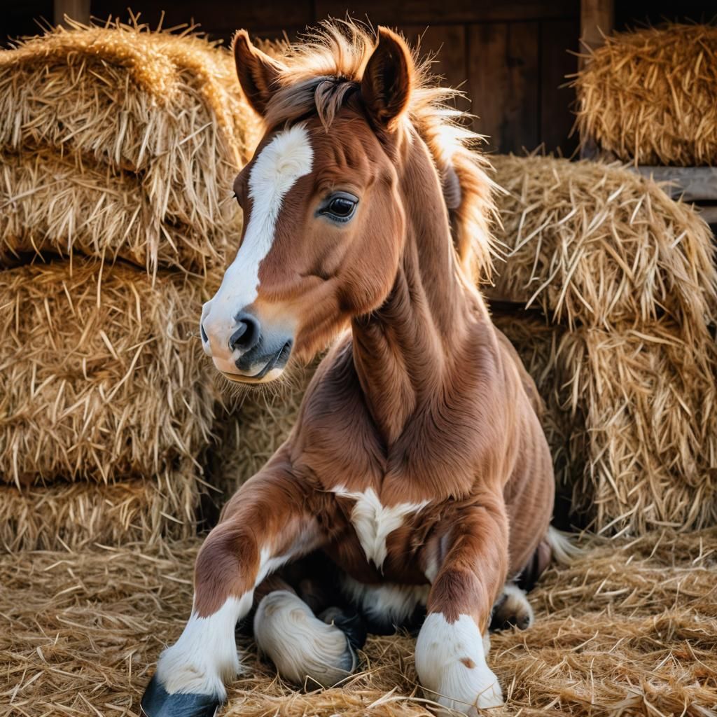 Cute Foal in Barn: Airbrush Art