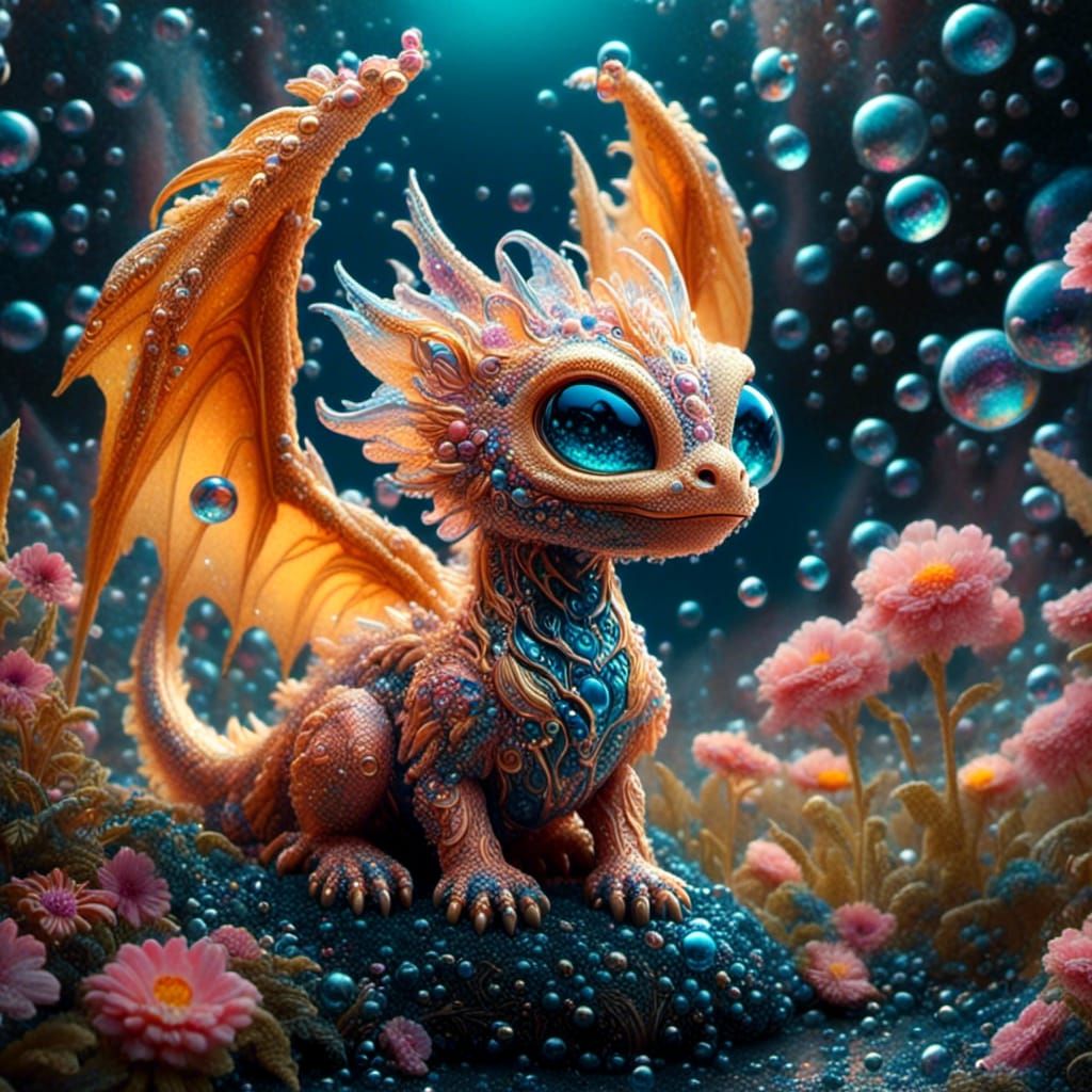 Phoenix-Dragon Hybrid in Magical Garden as Oil Painting