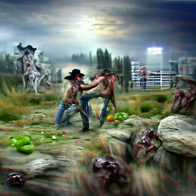Zombie Cowboy Fight in Hyperrealistic 8k Resolution