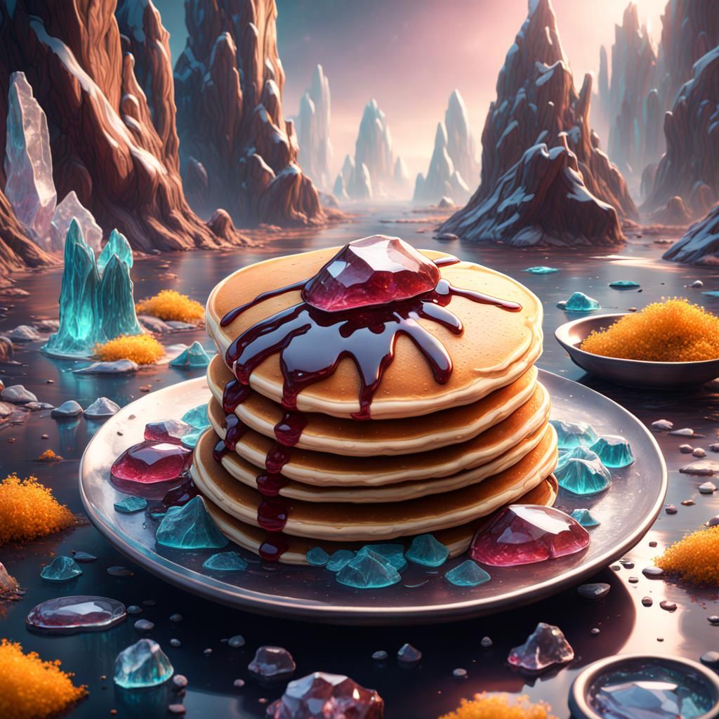Fantastical Crystal Pancakes in Detailed Matte Painting