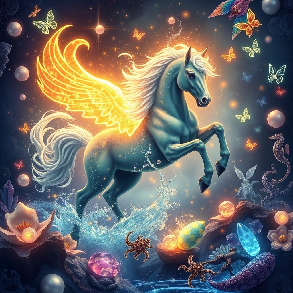 Radiant Centaur Galloping Through Bioluminescent Dreamscape