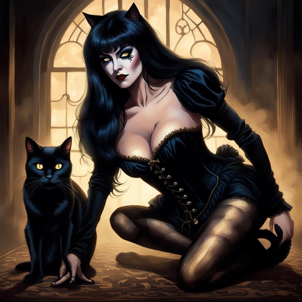 Dark Fantasy: Elvira and Black Cat