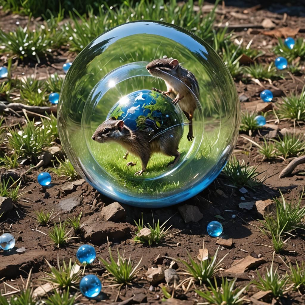 Hyperrealistic Groundhog Day with Lawn Sprinkler