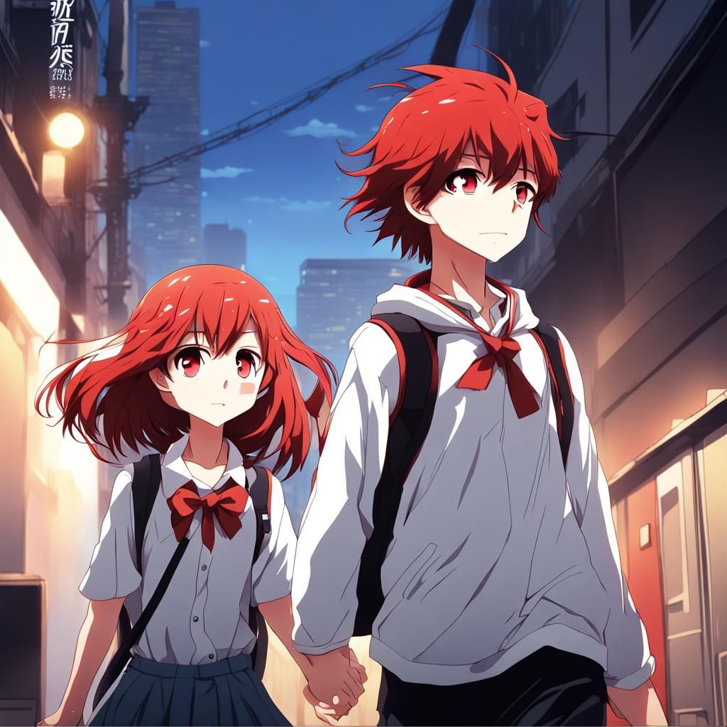 Anime-Style High Schoolers in Volumetric Lighting