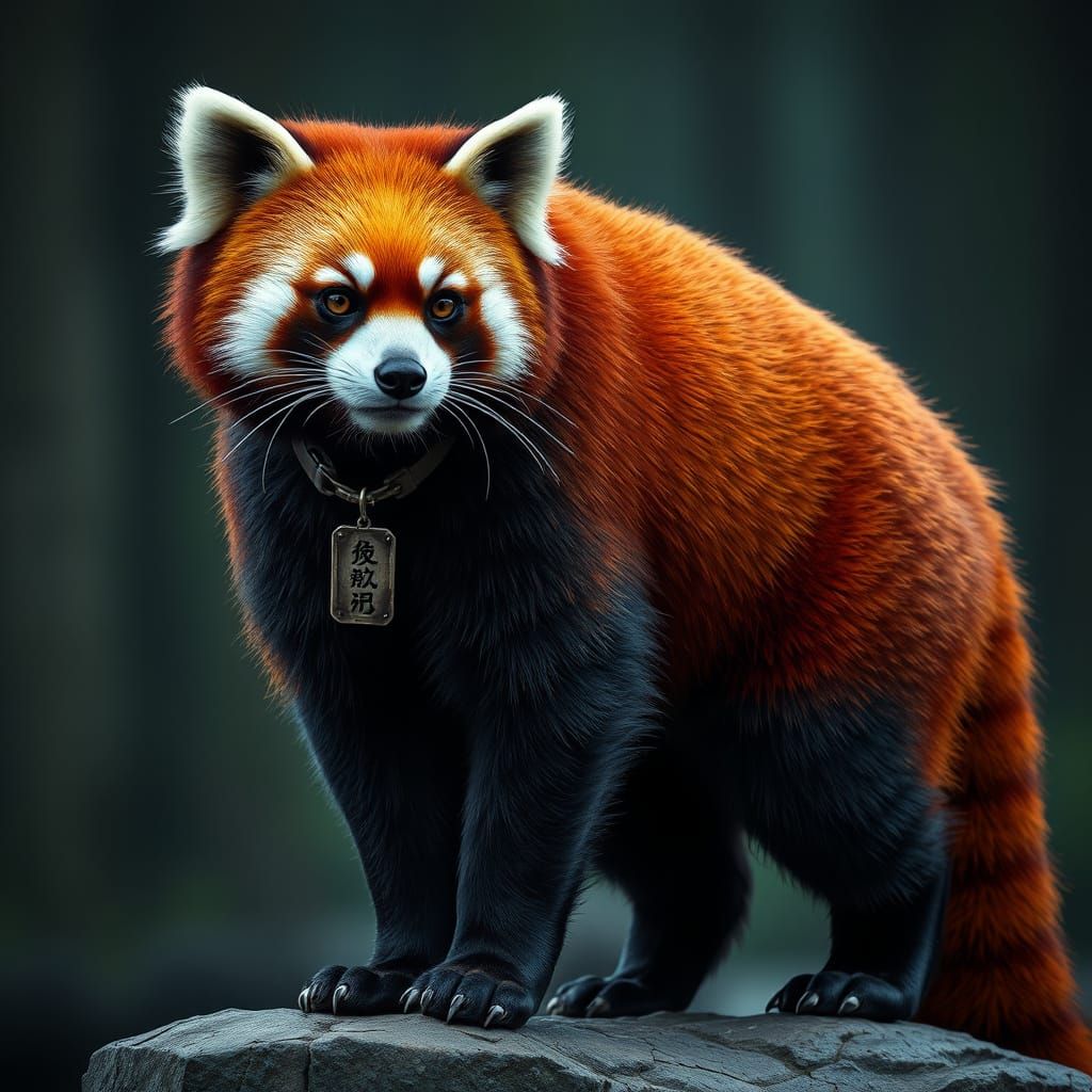 Anthropomorphic Red Panda with Jagged Scar and Anime-Inspire...