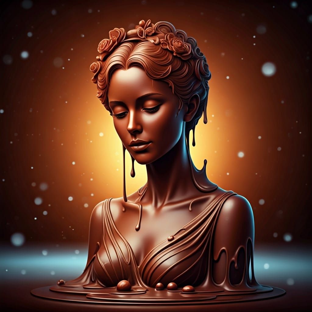 Chocolate Woman Sculpture Melts in Snowy City