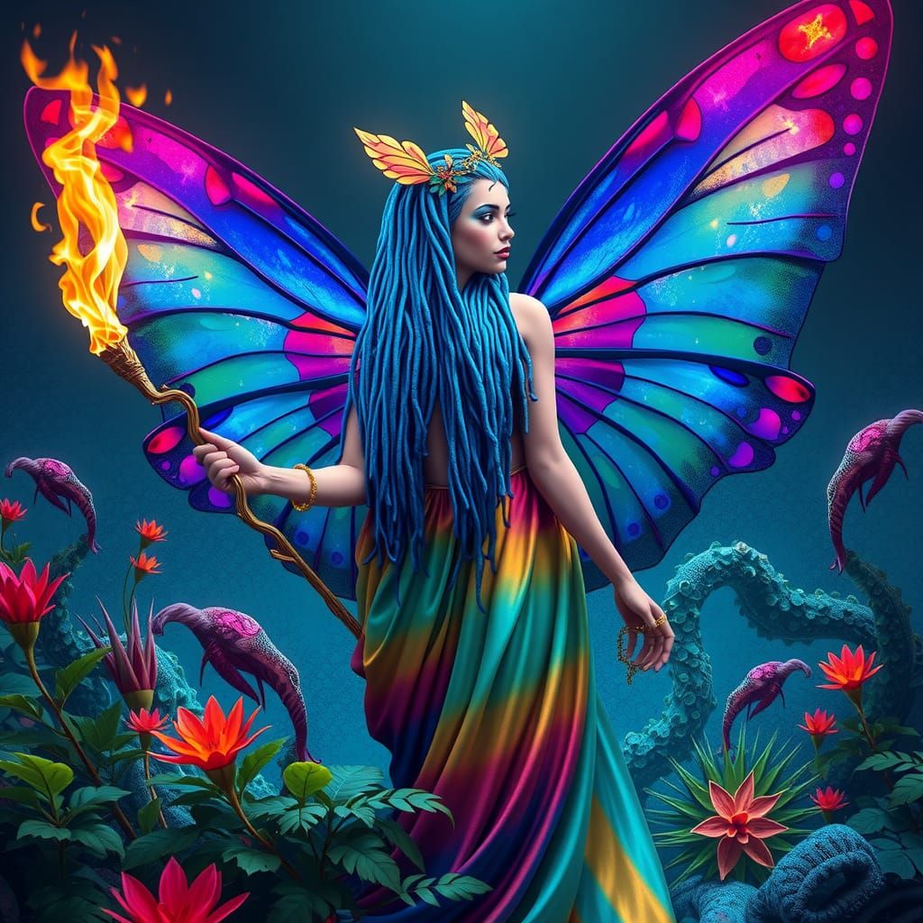 Ocean Floor Witch with Butterfly Wings
