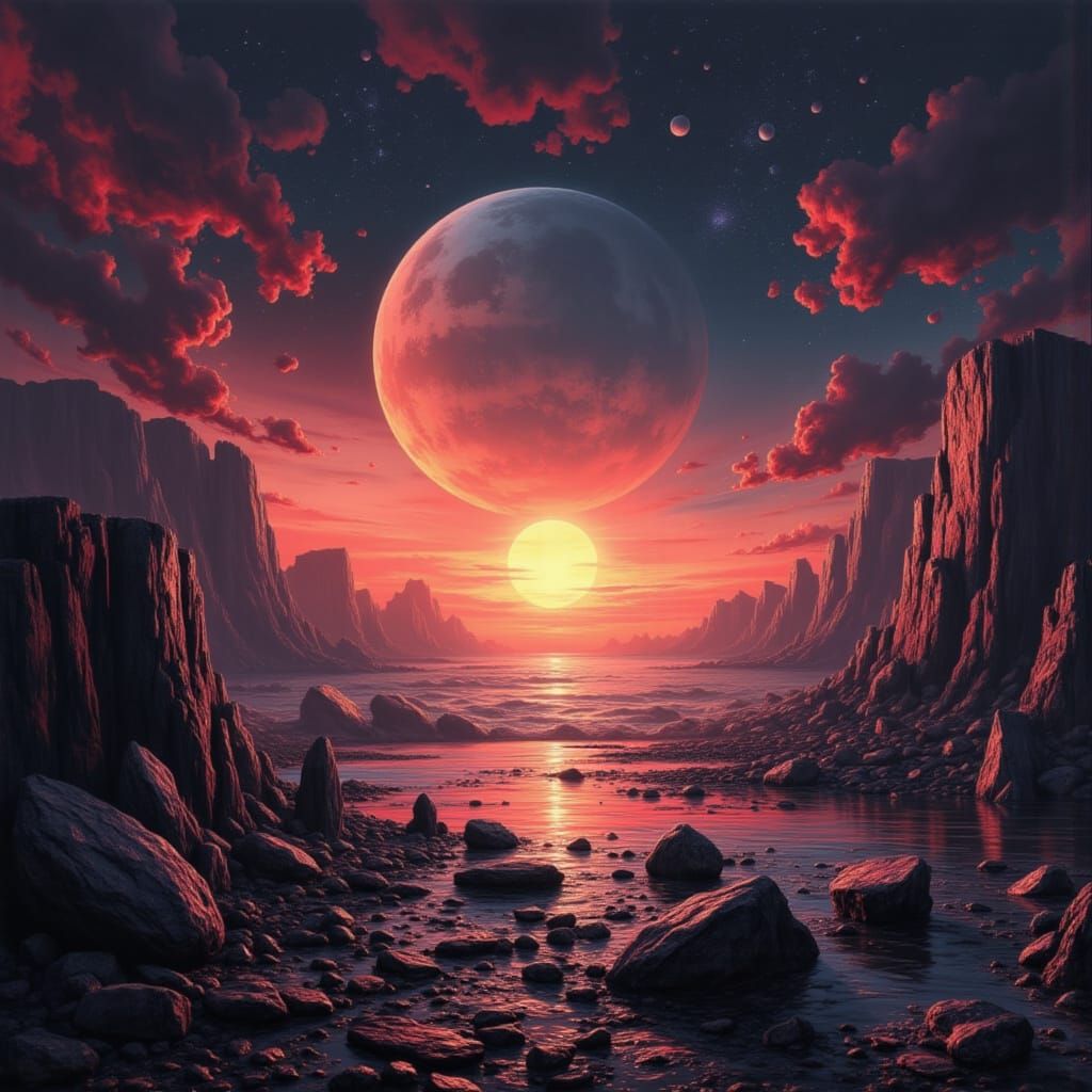 Astonishing Distant Planet Sunset View