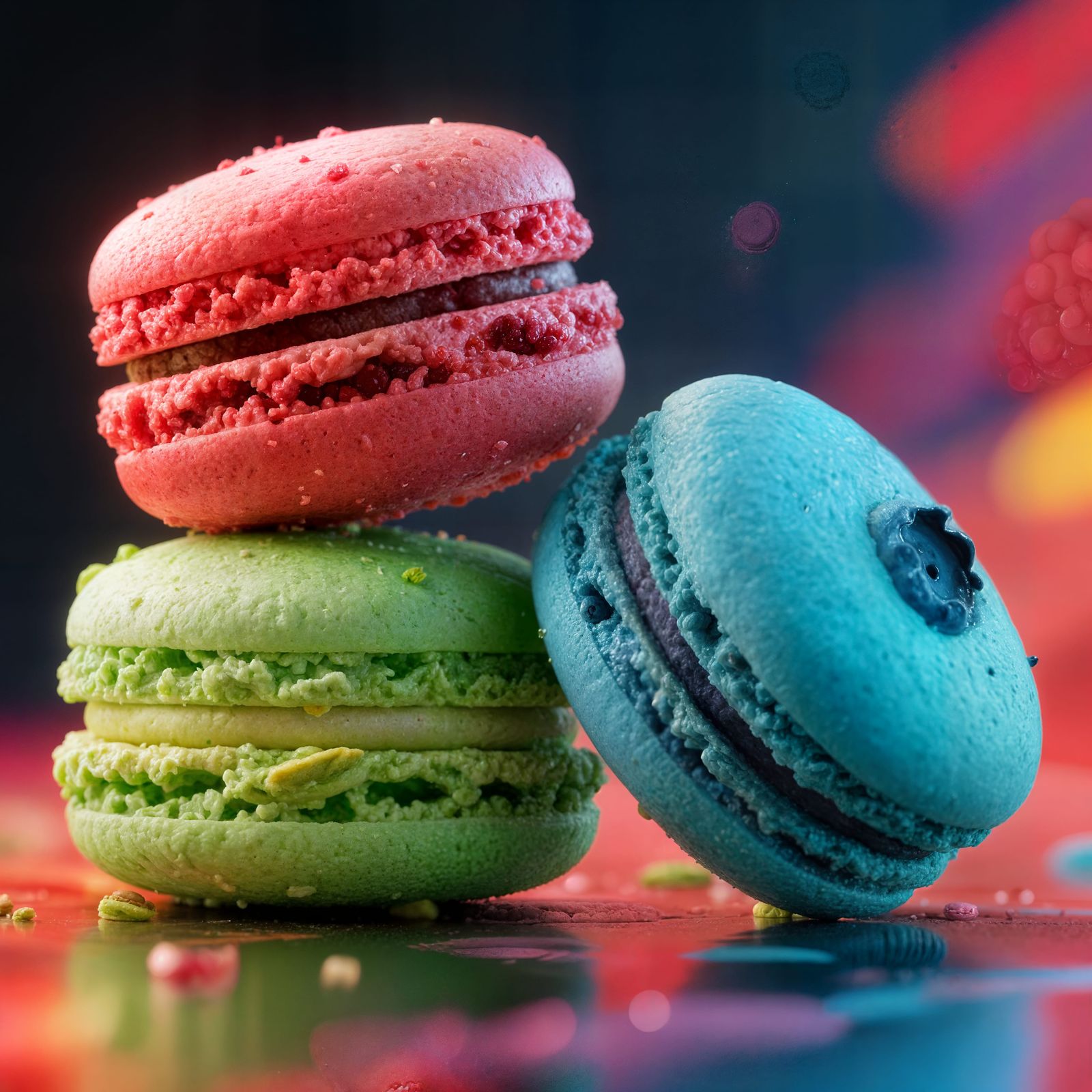 Vibrant Macaron Trio in Pop Style