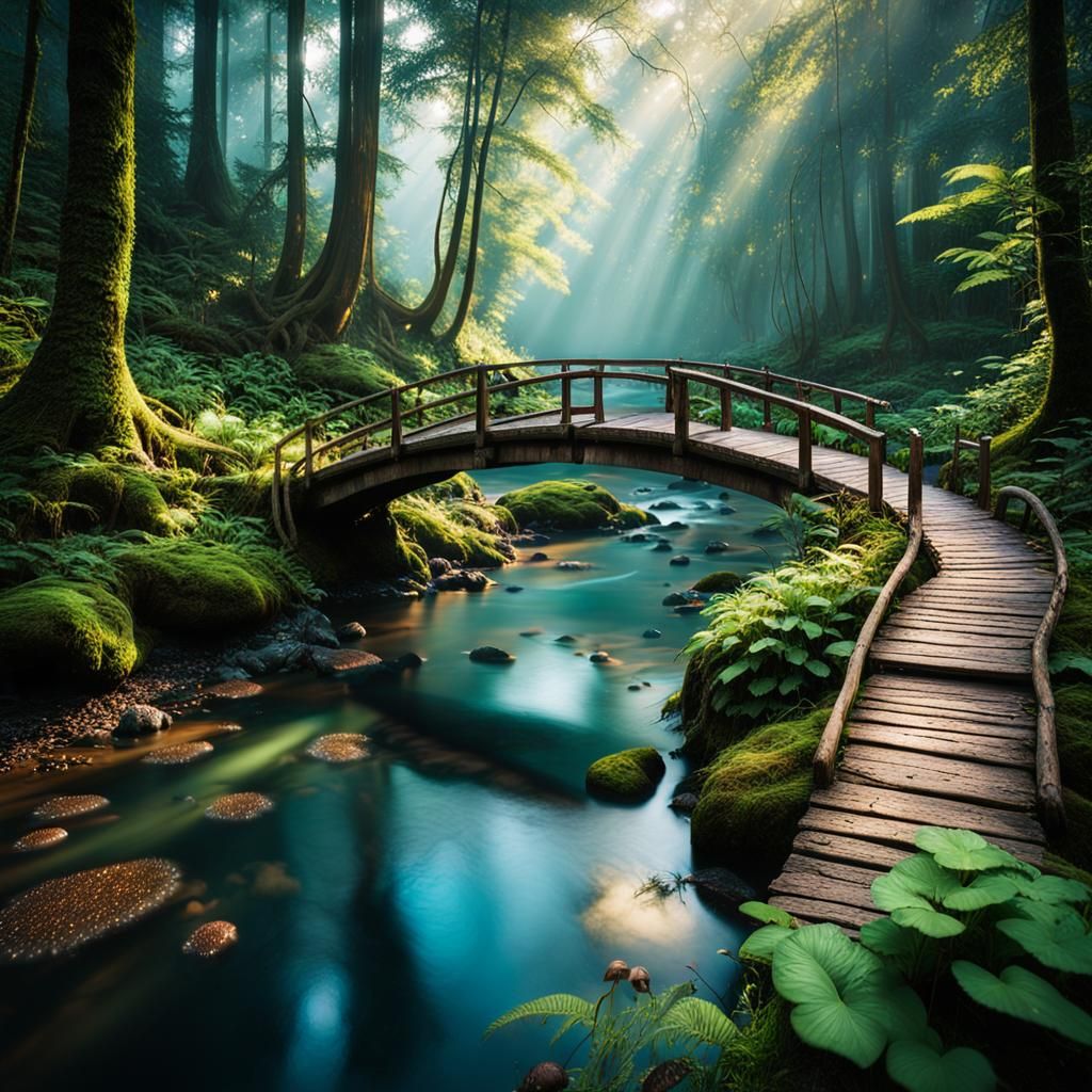 Enchanted Forest River: Photorealistic Fantasy Landscape