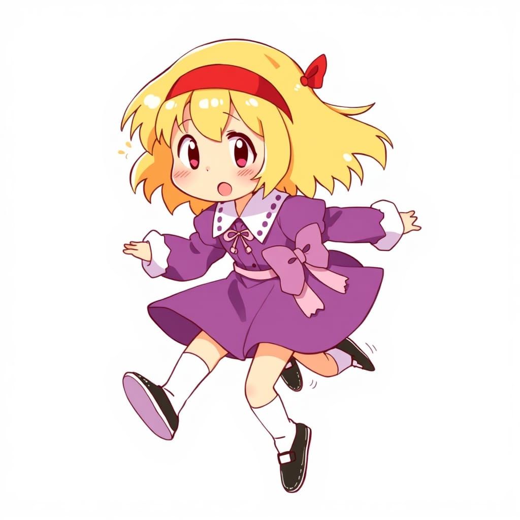 Cartoon Girl Running with Anime Art Style