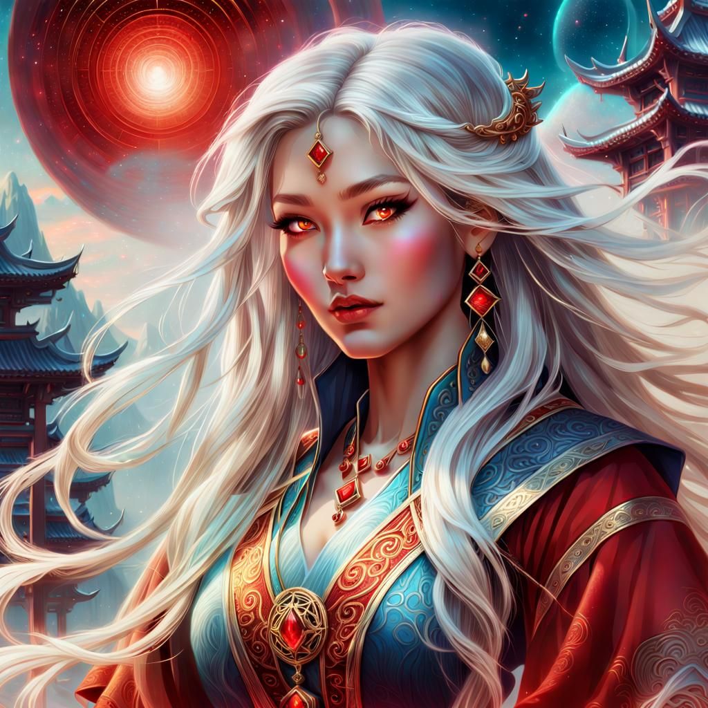 Asian Sorceress Portrait in Ethereal Fantasy Style