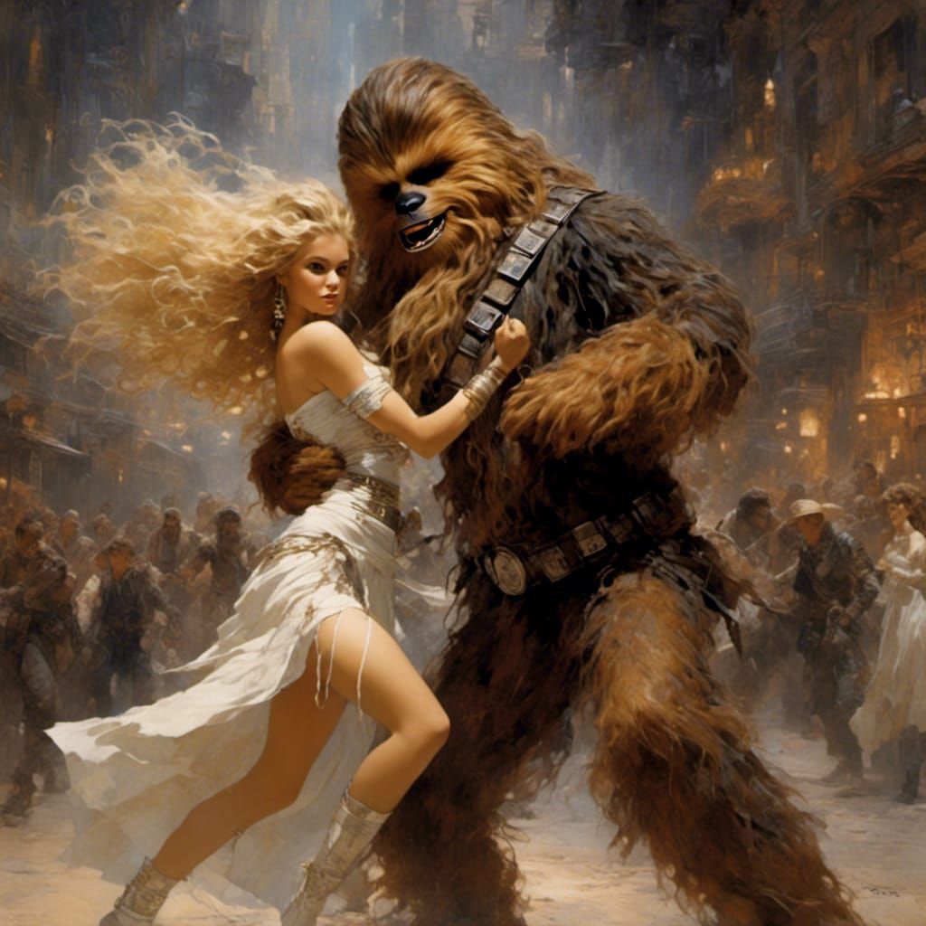 <lora:Nova :1.0> Chewbacca Dancing with a blonde Chewbacca <lora:LapiDark:1.0>