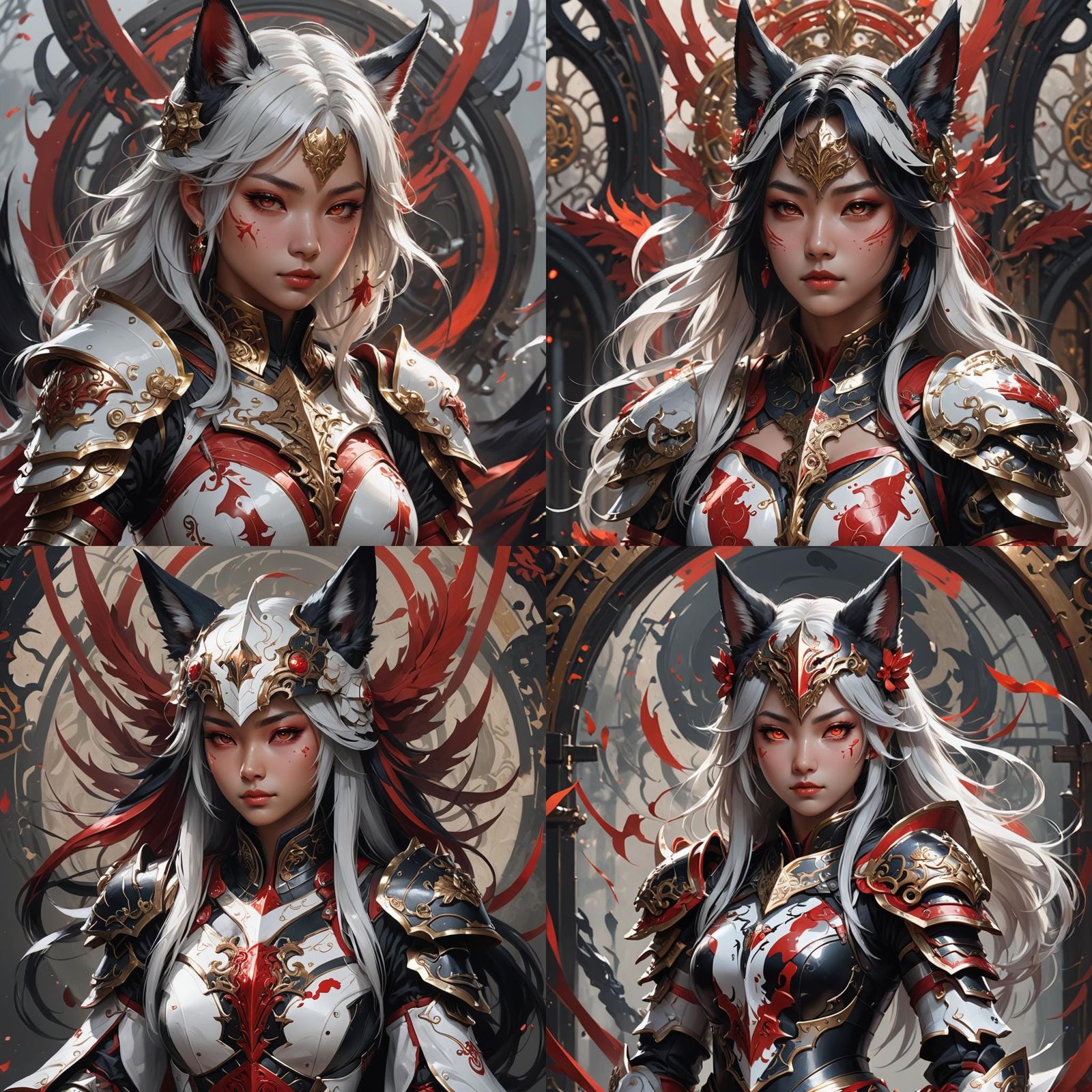 Kitsune Princess in Knight Armor, Detailed Portrait