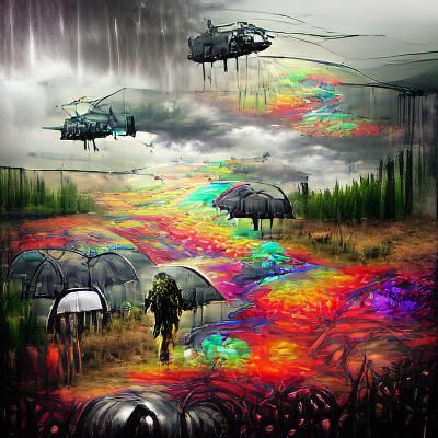 Colorful Acid Rain Abstract Landscape