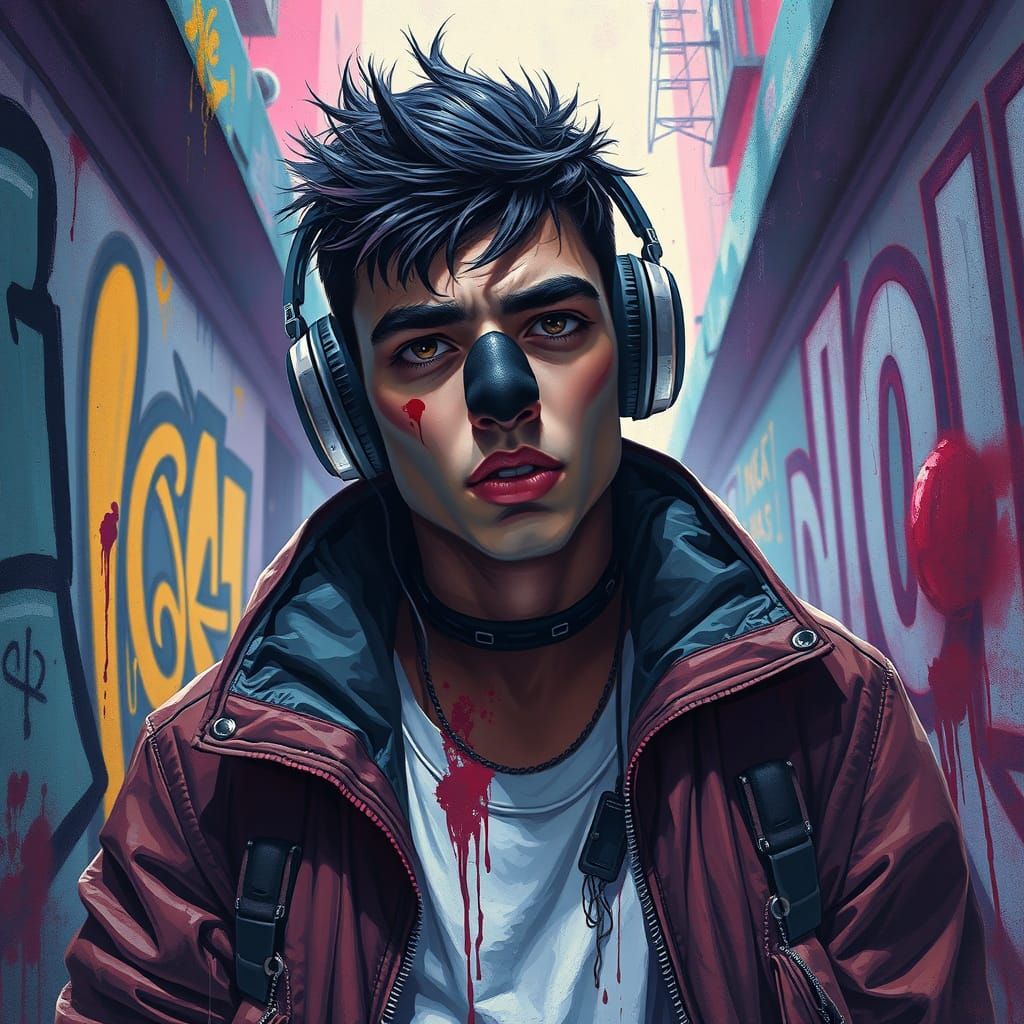 Dynamic Polychromatic Portrait in Bold Outfit