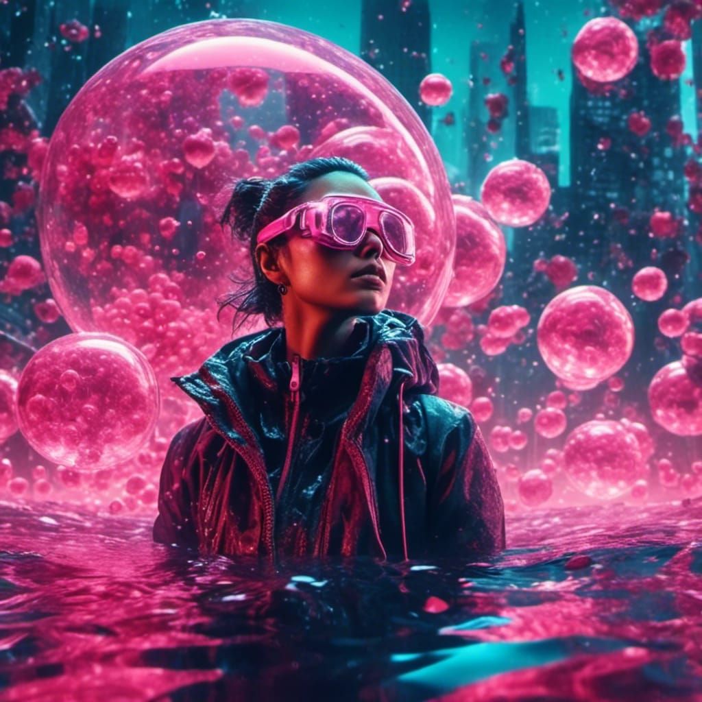 Underwater Cyberpunk Buddha in Electric Dreamscape