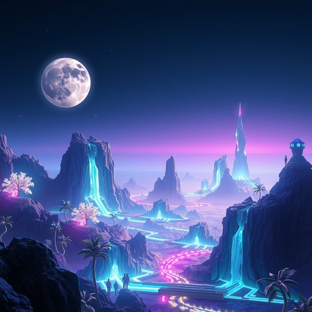 Bioluminescent Alien Planet with Floating Islands